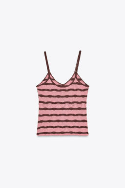 STRIPED KNITTED CROP TOP WITH STRAPS - Zara фото 5