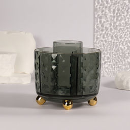 Подставка для хранения косметики GREEN, 6 секций, d=12.2×10.8 см, цвет зелёный, золотистый