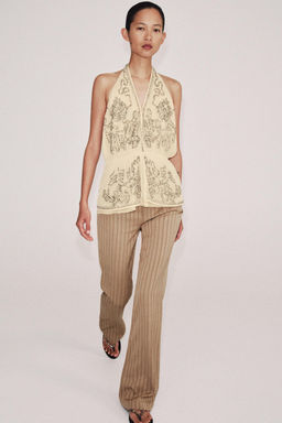 TOP HALTER BORDADOS ZW COLLECTION LIMITED EDITION / Beige