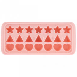 Форма для льда пластмассовая (мармелада) "Фигуры - 21 штука" 25х11см h3,2см, цвета в ассортименте: розовый, голубой, серый, в п/эт пакете (Китай)