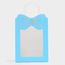 Цена за 2 шт. Пакет подарочный бумажный с окном «Бант», 19×26×13 см, голубой