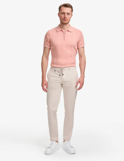 Bej Ex. Slim Fit Beli Kordonlu Pamuk Kar___ml_ Pantolon