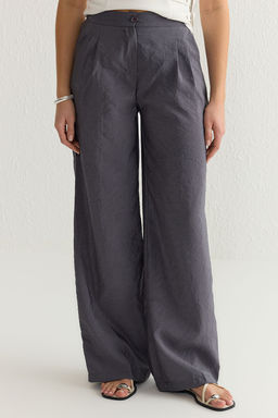 Antrasit Modal Yumusak Tuseli Wide Leg/Genis Paca Dokuma Pantolon TWOSS25PL00004