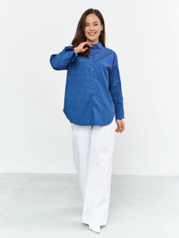 Блузка женская дл. рук. T-lab TL-B-0004V-86201-синий принт  фото 5