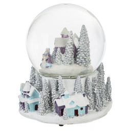 Фигур декор в стекл шаре "Снеговик/Дом" (подсв, муз, вьюга, AAAх3 н/п), D 10 см, L12 W11,5 H14 см, 2