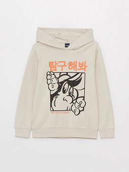 Nostaljik Maymun Bask?l? Uzun Kollu Erkek ?ocuk Hoodie