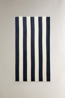 VELOUR BEACH TOWEL WITH WIDE STRIPES