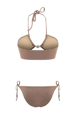 Vizon Simli Straplez Kapl? Aksesuarl? Dusuk Bel Regular Bikini Tak?m? TBESS26BT00037