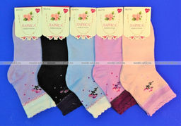 Цена за 12 пар. Лариса носки детские на девочку Кошка внутри махра 15-20 ( длина стопы носка 12-13 см)  фото 10