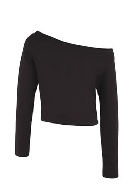 Teen Siyah-Beyaz %100 Pamuk Asimetrik Kay?k Yaka Relaxed/Rahat Kesim Orme T-Shirt TWOAW26TS00016