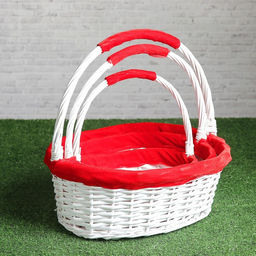 Корзина плетёная для хранения, ива, белая, красная, набор 3 шт.