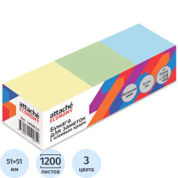 Стикеры Attache Economy 51x51 мм, 100 л, цв в асс, 12 бл/уп '1408010  фото 2