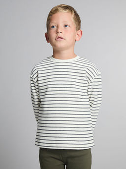 Bisiklet Yaka ?izgili Erkek ?ocuk Sweatshirt