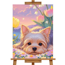 Мозаика алмазная "Щенок в цветах" 20*30см.