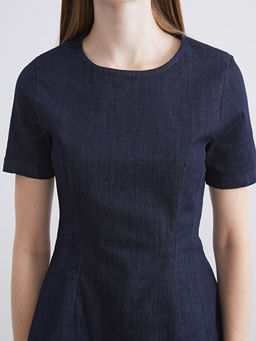 Bisiklet Yaka Peplum Jean Bluz