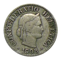 Монета 10 раппенов 1908 года Швейцария