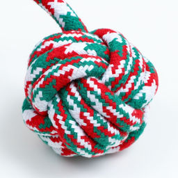 Игрушка канатная Мяч с ручками для крупных собак, до 105 г, до 42 см, красно-бело-зелёная 788318 - Пижон фото 7