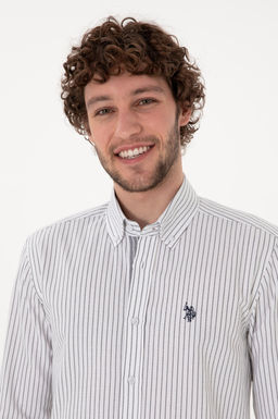 Erkek Gri _izgili Beyaz G_mlek Sepette S_rpriz _ndirim - U.s. polo assn фото 2