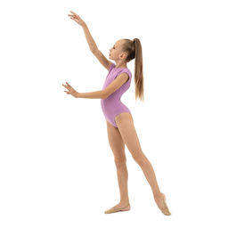Купальник гимнастический Grace Dance, с укороченным рукавом, вырез лодочка, р. 42, цвет фиалковый  фото 8