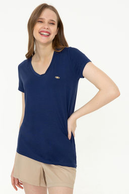 Женская темно-синяя футболка с V-образным вырезом Basic - U.s. polo assn фото 15