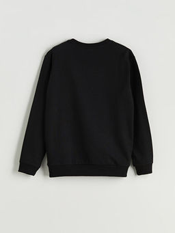 Bisiklet Yaka Bask?l? Erkek ?ocuk Sweatshirt