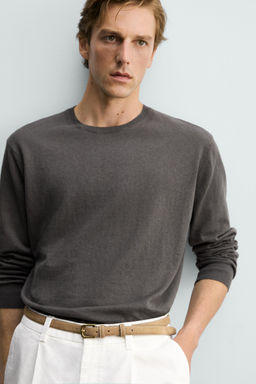 JERSEY REGULAR FIT ALGOD?N - LINO / Gris - Zara фото 5