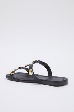 Trendyolmilla Shoes Siyah Gold Aksesuar Detayl? Kare Burun S?k Kad?n Terlik TAKSS25TE00012  фото 12