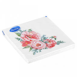 Салфетки бумажные 33х33см Лилия, 2-х слойные, 20 штук в упаковке, Цветочная композиция (Россия)