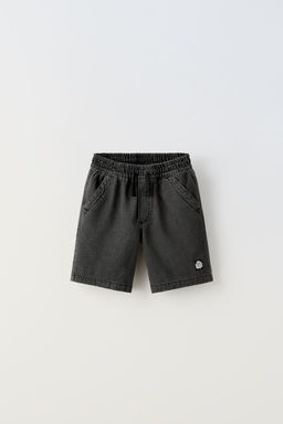 DENIM BERMUDA SHORTS WITH DRAWSTRINGS AND LABEL - Zara фото 3