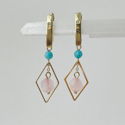 Серьги из Розового кварца и Амазонита