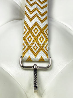 LACCOMA ремень 1000-ромб-3,8-белый/рыжий полиэстр