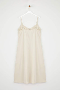 Bej Duz Midi Denim Elbise TWOSS25EL00859 - Trendyolmilla фото 6