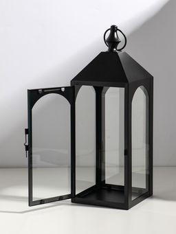 Подсвечник металлический «Фонарь лофт», чёрный, набор 2 шт. свеча 14×14 см, 20×20 см; 15×15×43 см, 21×21×60 см