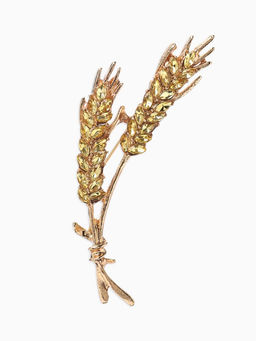 Брошь «Колосья» пшеницы, цвет жёлтый в золоте