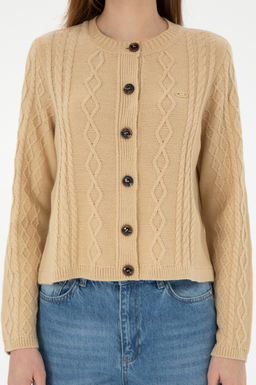 Женский трикотажный кардиган песочного цвета Неожиданная скидка в корзине - U.s. polo assn фото 6