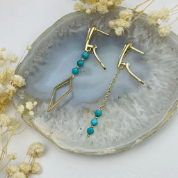 Серьги из Бирюзы Асимметрия - Радуга самоцветов фото 3