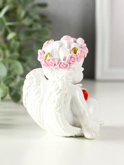 Фигурка светящаяся полистоун «Ангел - воздушный поцелуй в форме сердца», белый, 6.8×6×7.3 см