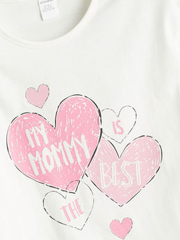 Bisiklet Yaka Bask?l? K?z ?ocuk Ti??rt