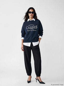 Cannes Bask?l? Oversize Kad?n Sweatshirt