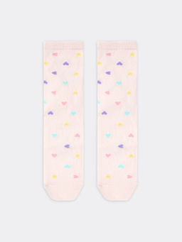 Цена за 5 пар! Носки детские в нежно-розовом оттенке с рисунками в виде звездочек и сердечек - Mark formelle фото 3
