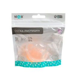 Соска-пустышка ортодонтическая Крошка Я, силикон, от 6 мес., с колпачком, персиковый