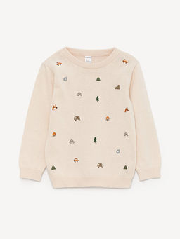 Bisiklet Yaka Uzun Kollu Erkek Bebek Triko Kazak