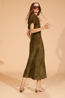 LIMITED EDITION DRAPED SUEDE LEATHER DRESS - Zara фото 2