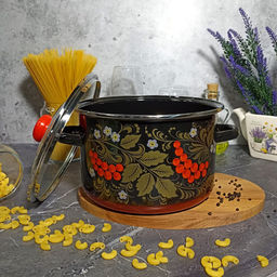 Кастрюля 5,5 л цил. Рябина 7RD221S черн - Стальэмаль фото 4