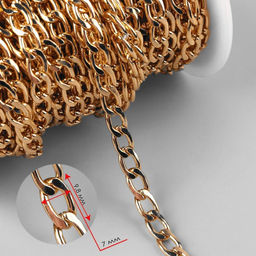 Цепочка для сумки, плоская, алюминиевая, 7 9,8 мм, 10 0,5 м, цвет золотой - Арт узор фото 2