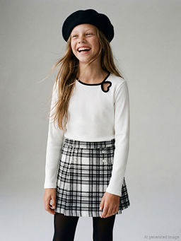 Bisiklet Yaka Kalp Detayl? K?z ?ocuk Ti??rt