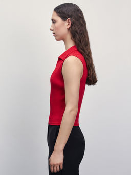 Трикотажный топ с вырезом / Zarina  фото 4