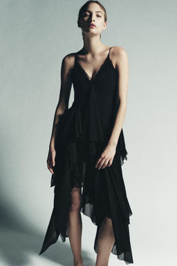 STRAPPY DRESS WITH LACE RUFFLES
