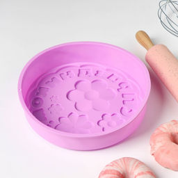 Форма для выпечки Доляна С Праздником, силикон, 21.5?5 см, сиреневая  фото 5