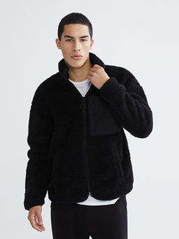 Dik Yaka Pel?? Erkek Fermuarl? Sweatshirt